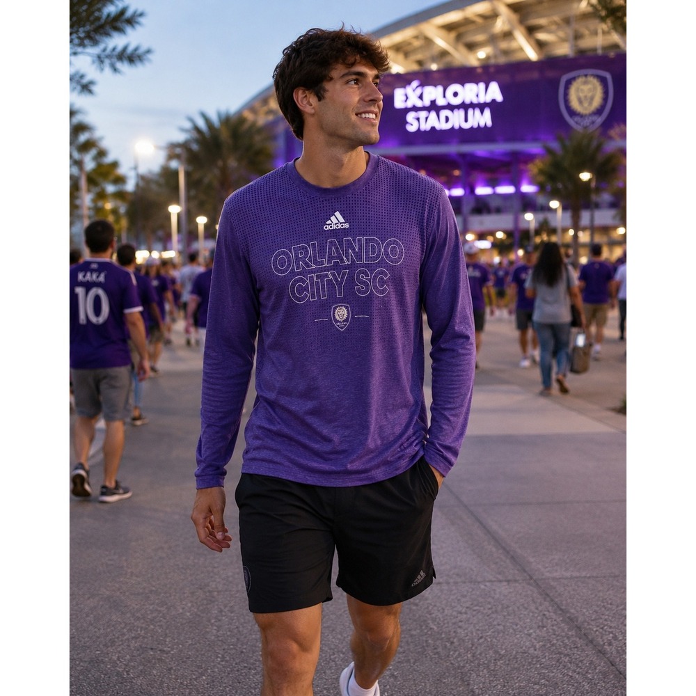 Adidas Orlando City SC Long Sleeve Training Shirt XL Purple Aeroknit MLS Soccer